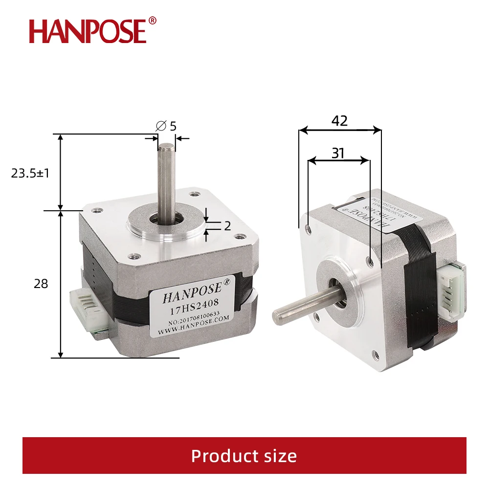 17HS2408 42 Phase 4 Leads Nema 17 Stepper Motor 1.8 Degree 42BYGH28 0.6A 12N.m For CNC Laser Engraver 3D Printer
