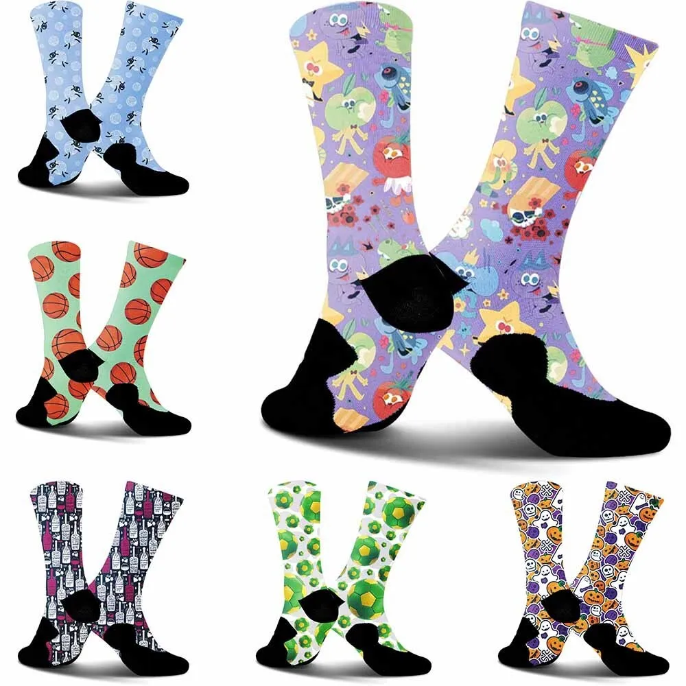 Cute little monster sports cycling socks, durable, sweat absorbing, unisex, suitable for outdoor enthusiasts and more people