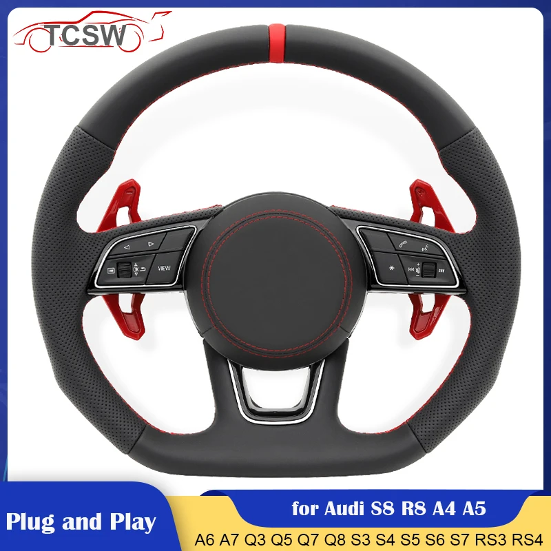 

Modify Car Steering Wheel Assembly with Red Paddle for Audi A3 A4 A5 A6 A7 A8 S8 Q3 Q5 Q7 S3 S4 S5 S6 S7 TT R8 RS3 RS4