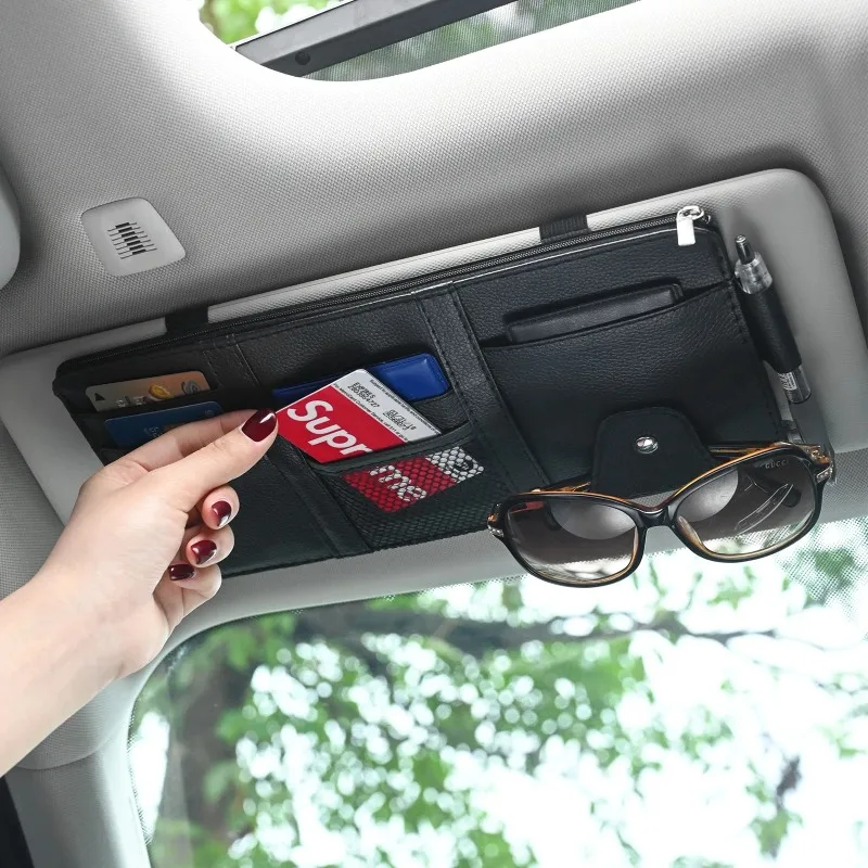 

Car Sun Visor Bill Pen Business Card Holder CD DVD Organizer Storage Box Sunglasses Clip Stowing Tidying Car Accessories