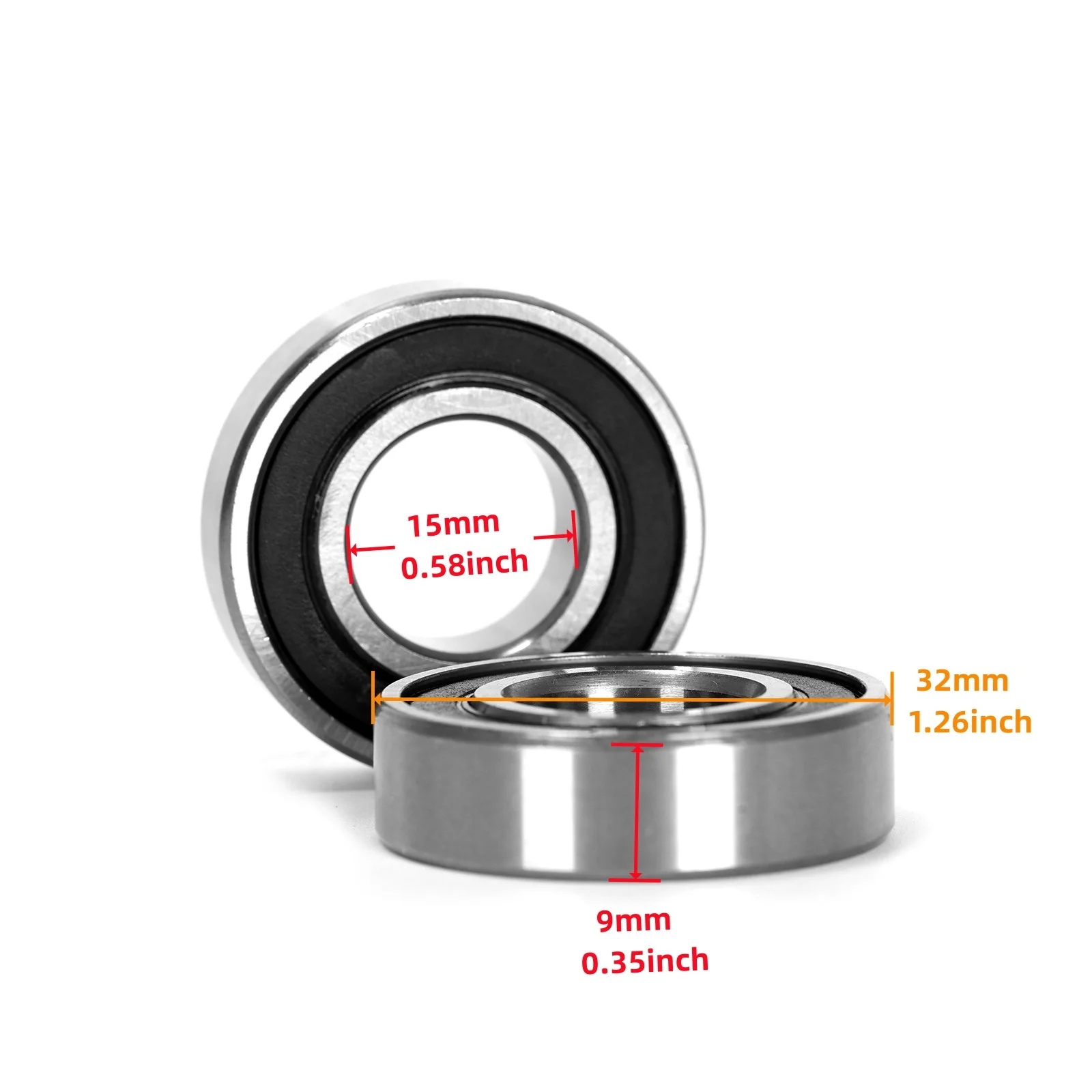 Ruimou 4PCS 6002RS Deep Groove Bearings 32x15x 9mm Rubber Sealed Ball Bearings Use Motor, Inline Skates, Scooters Applications