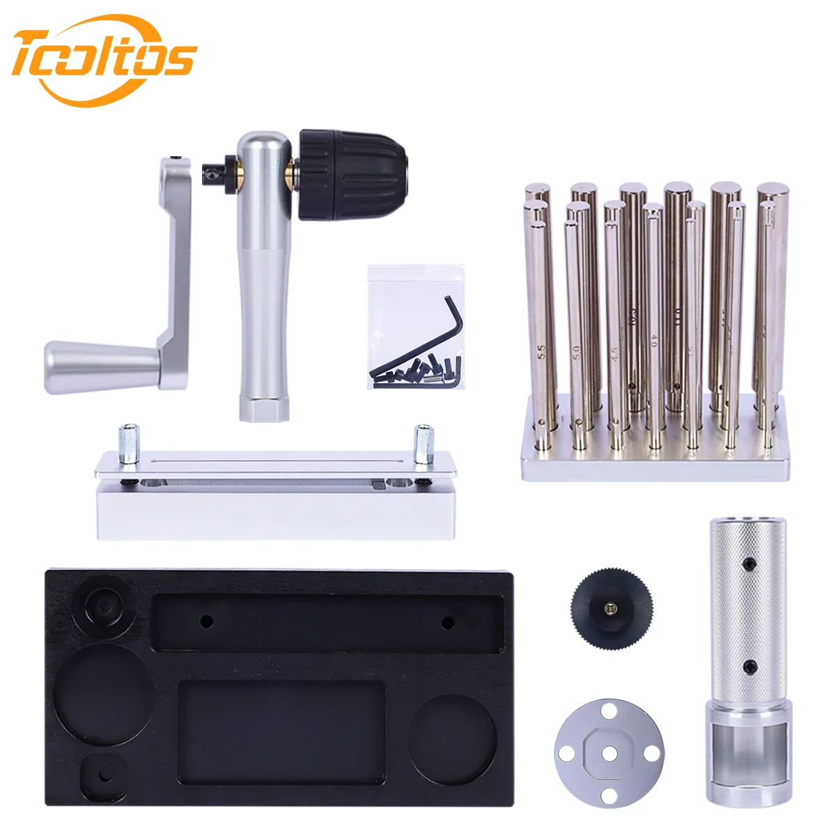 TOOLTOS Manual Jump Ring Maker Kit with 20pcs Spindles 2.5-12mm for Jewelry Ring Making
