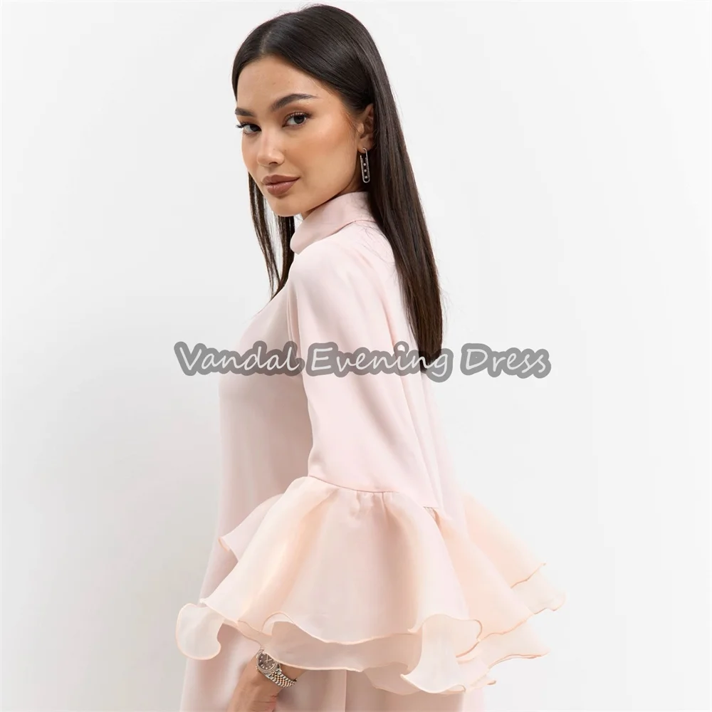 Vindal Crêpe A-lijn O-hals Lange Mouwen Eenvoudige Avondjurken Voor Vrouwen 2025, Met Enkellange Saudi Elegante Feestjurk