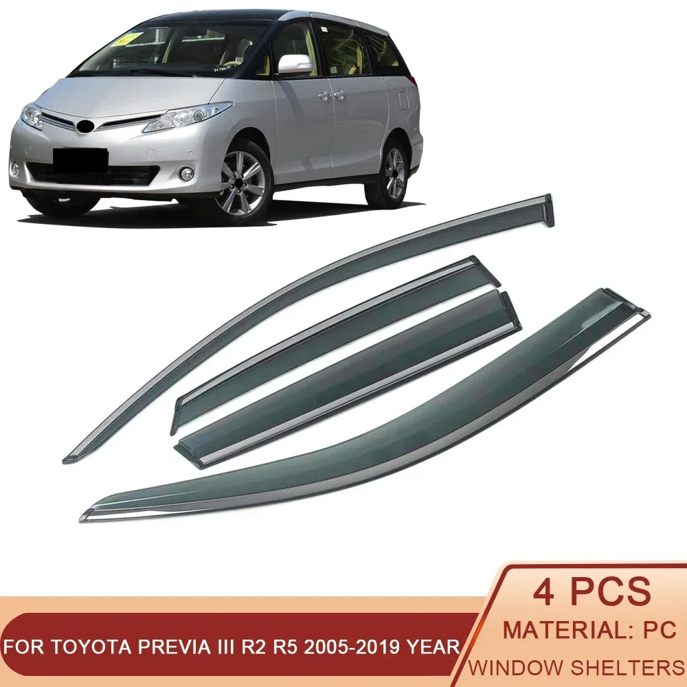 

For TOYOTA Previa III R2 R5 2005-2019 Car Window Sun Rain Shade Visors Shield Shelter Protector Cover Trim Frame Sticker