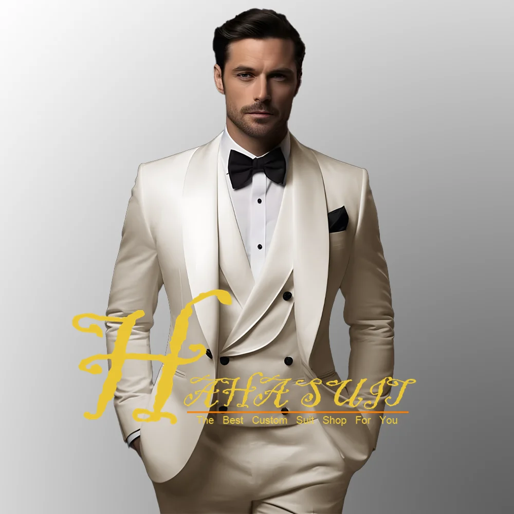 

Male Suits Slim Fit 2025 3-Pieces Men Wedding Suit Blazer Vest Pants with
