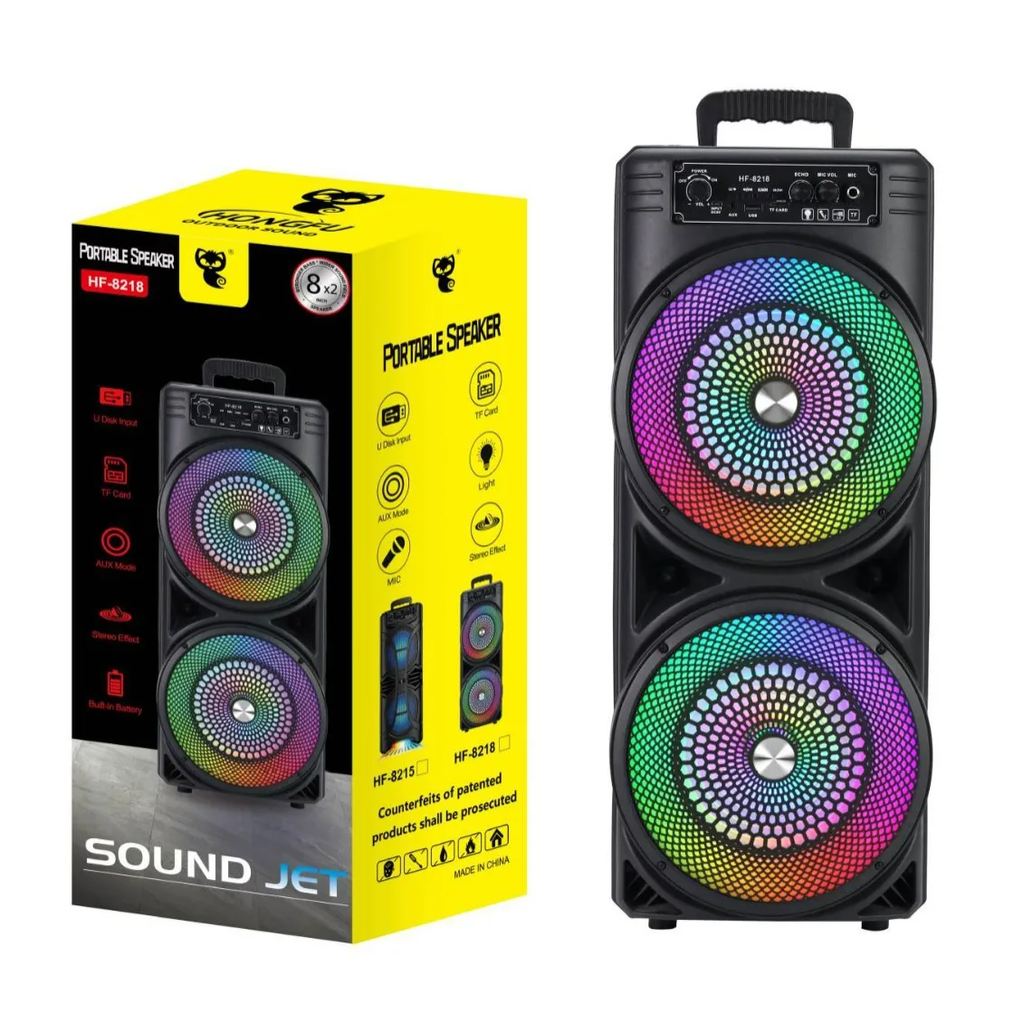 Powerful Bluetooth Dual Speaker Portable Sound Box Large Subwoofer Wireless Stereo Music Karaoke Column Lighting and Audio