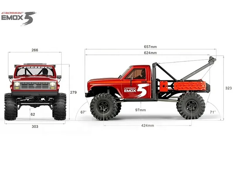 CROSSRC EMO X5 1/8 Scale Off Road RC Wrecker Trail Crawler Rescue Truck RTR ARTR With Fusion 8IGHT FOC System For Rocky Terrains