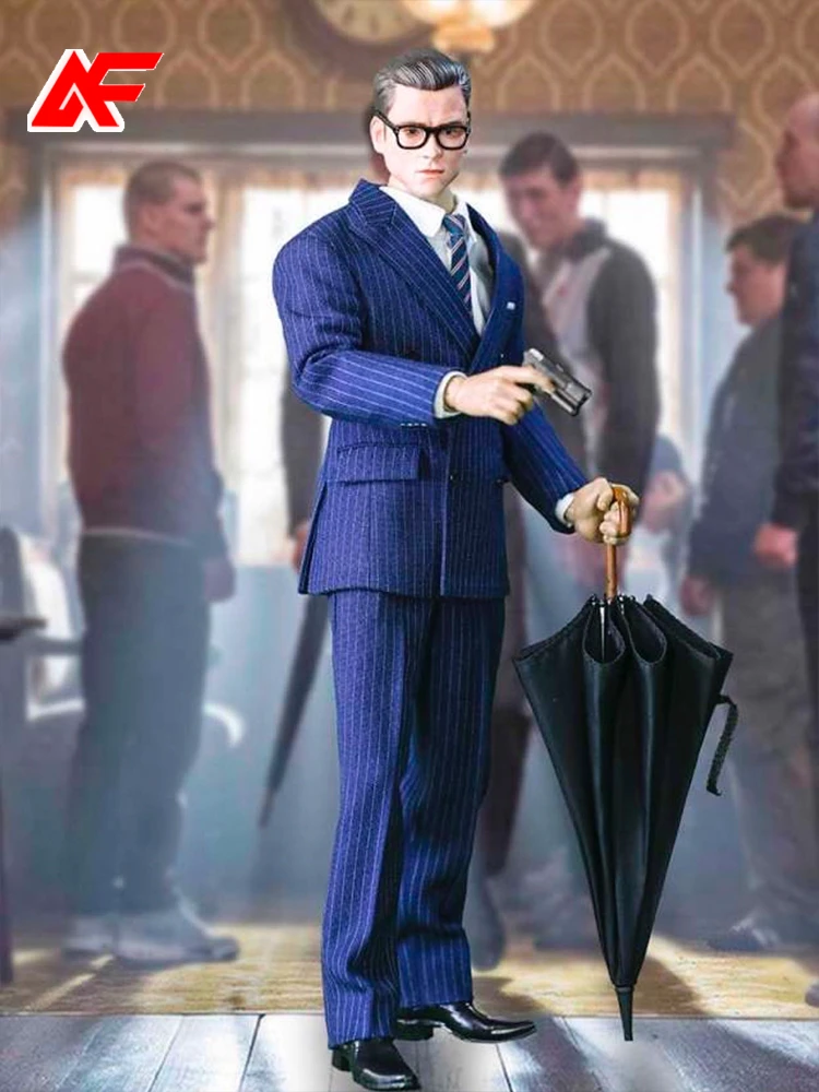 1/6 Scale Male Blue Striped Suit Formal Office Clothing Fit For 12'' AT020 AT027 M34 M35 Strong Action Figure Body Dolls