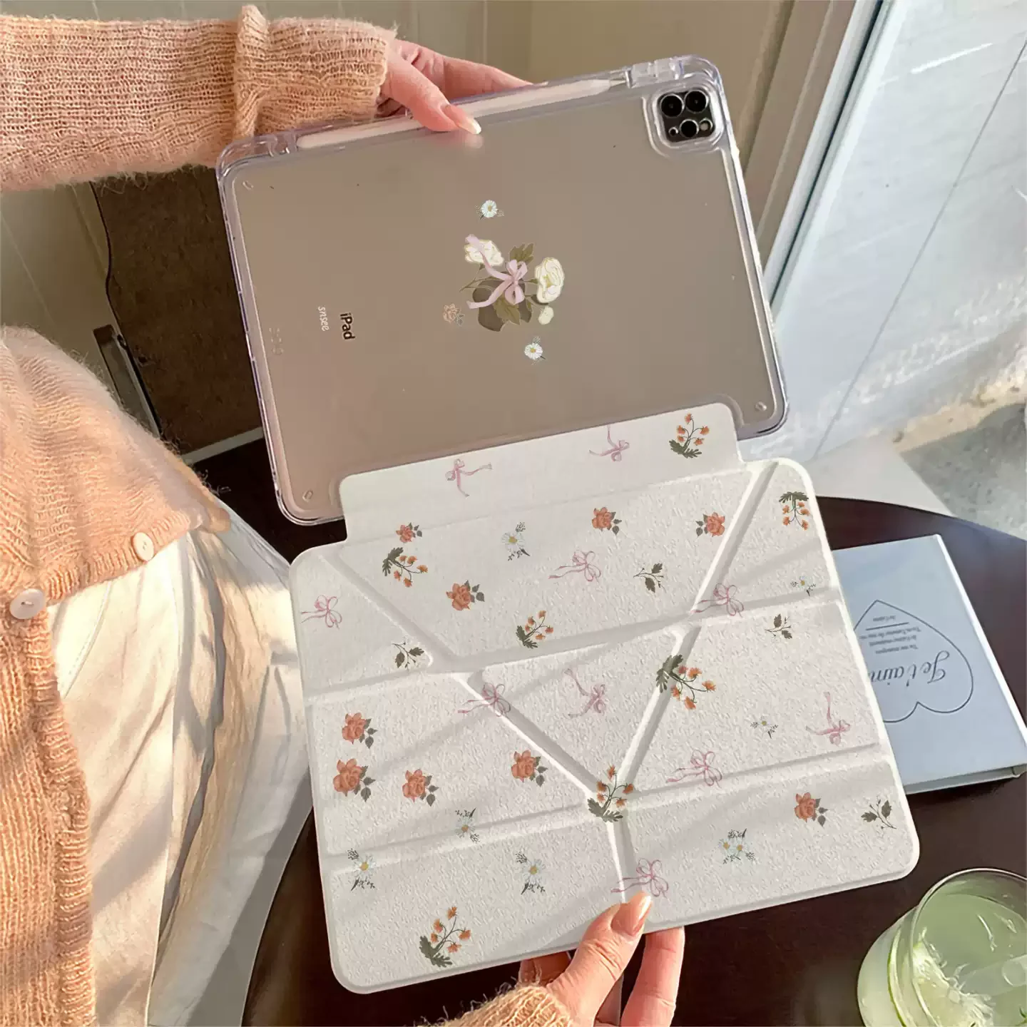 Ins Bowknot Daisy Flower Tablet Case For iPad Pro 11 12.9 13 M2 M4 M3 M5 Shell 8.3 9.7 10.2 5/6/7/8/9/10/11th Air 4 5 6 7 Cover