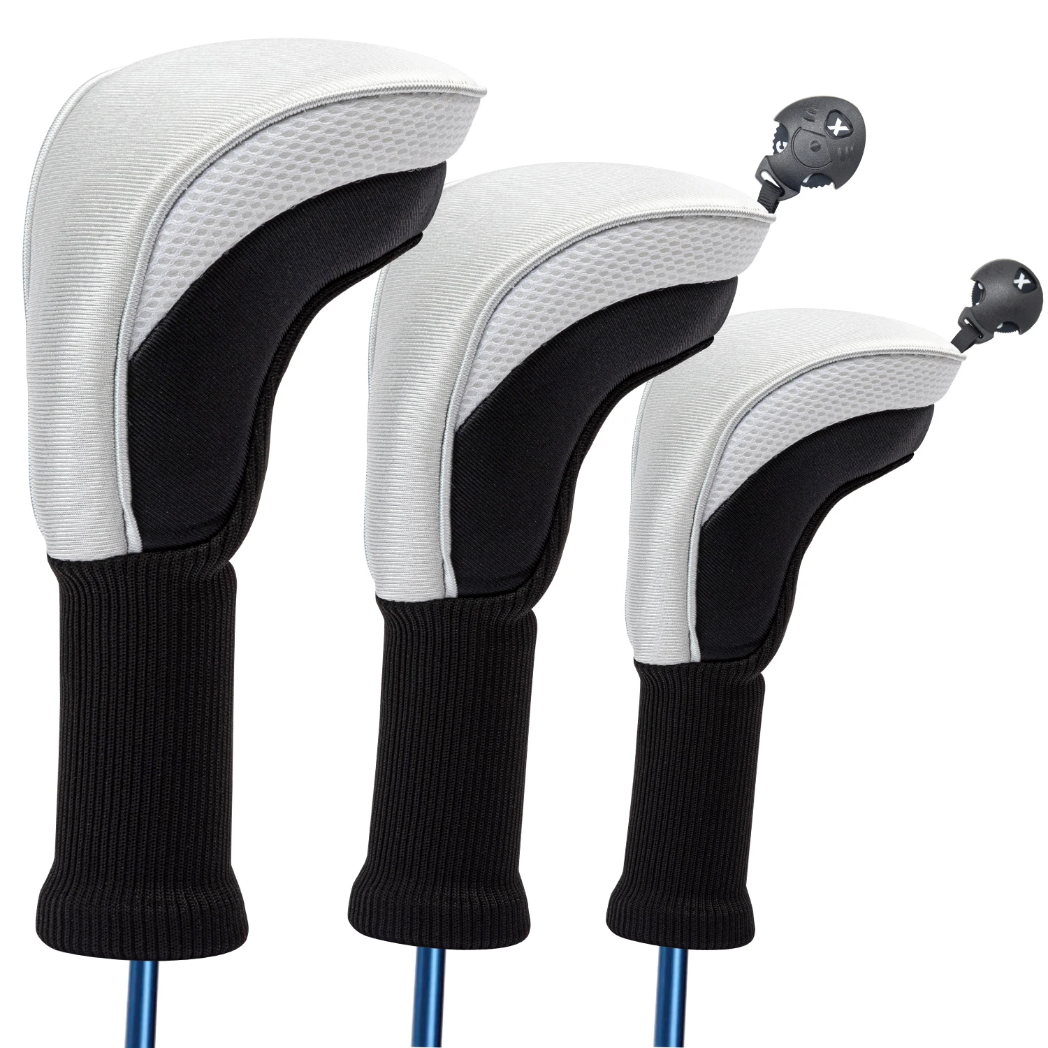 1PC/3PCS Golf Club Headcover, Grey White Plain No Pattern, Driver & Fairway Wood Protective Cover, Golf Accessories