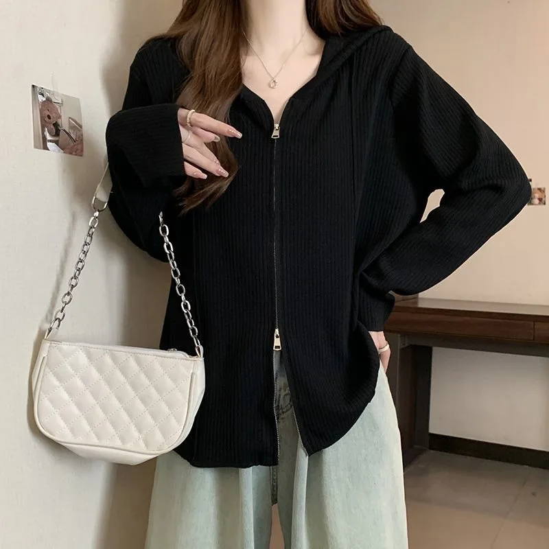 เสื้อฮู้ดผู้หญิงแบบซิปเต็มตัว สไตล์สวยงาม ราคาประหยัด สไตล์ Emo ยุค 2000 Kpop เสื้อฮู้ดผู้หญิงสำหรับฤดูใบไม้ผลิและฤดูใบไม้ร่วง