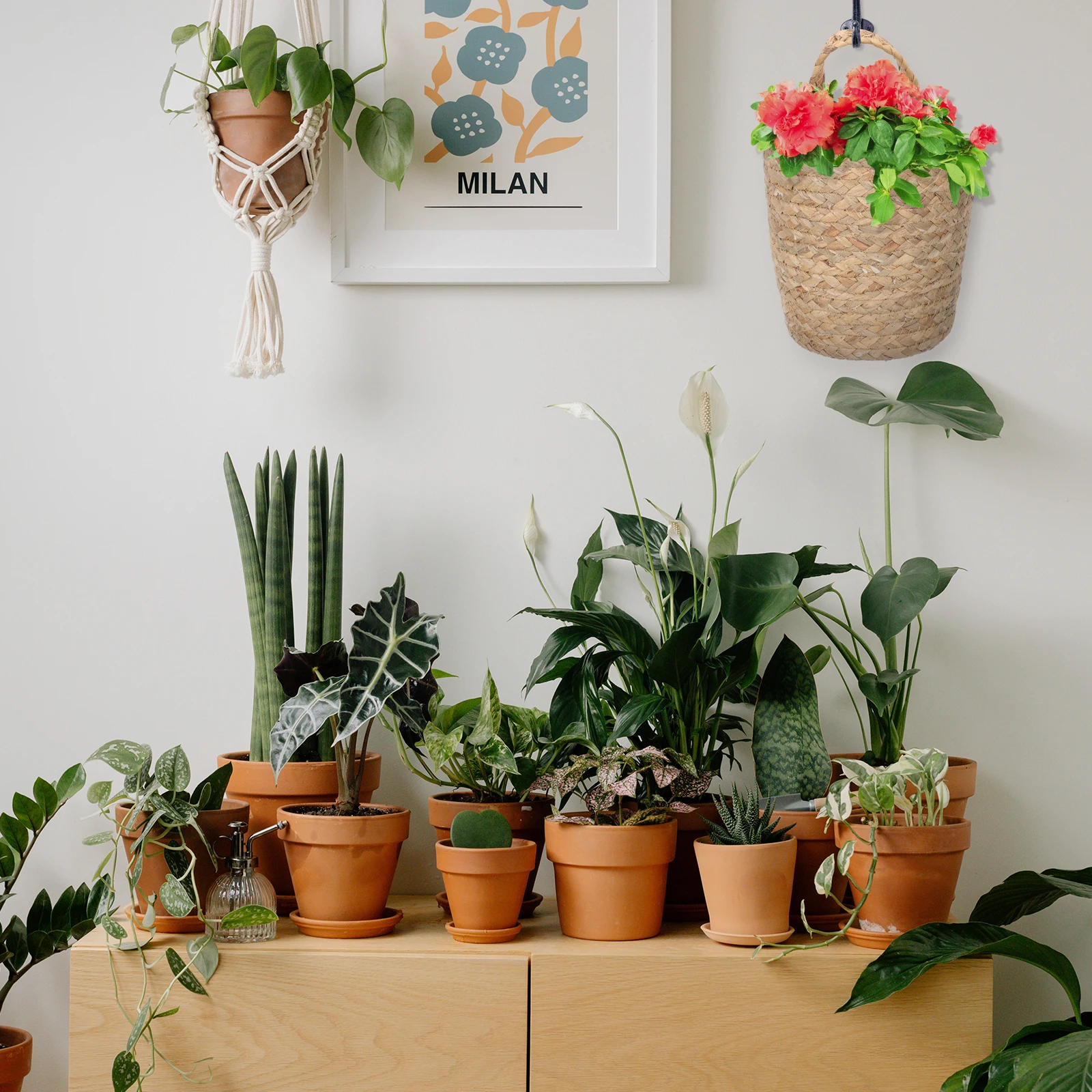 

Hanging Wall Storage Baskets Decorative Flower Holder Large Wicker Weaving Basket ganizer for Home Laundry Kitchen