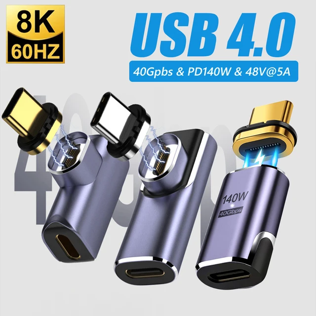 USB4.0 Thunderbolt3 Magnetyczny adapter USB C do typu C 140W 40Gbps Szybkie ładowanie Magnetyczny konwerter ładowania Kabel 8K@60Hz USB-C Adapt