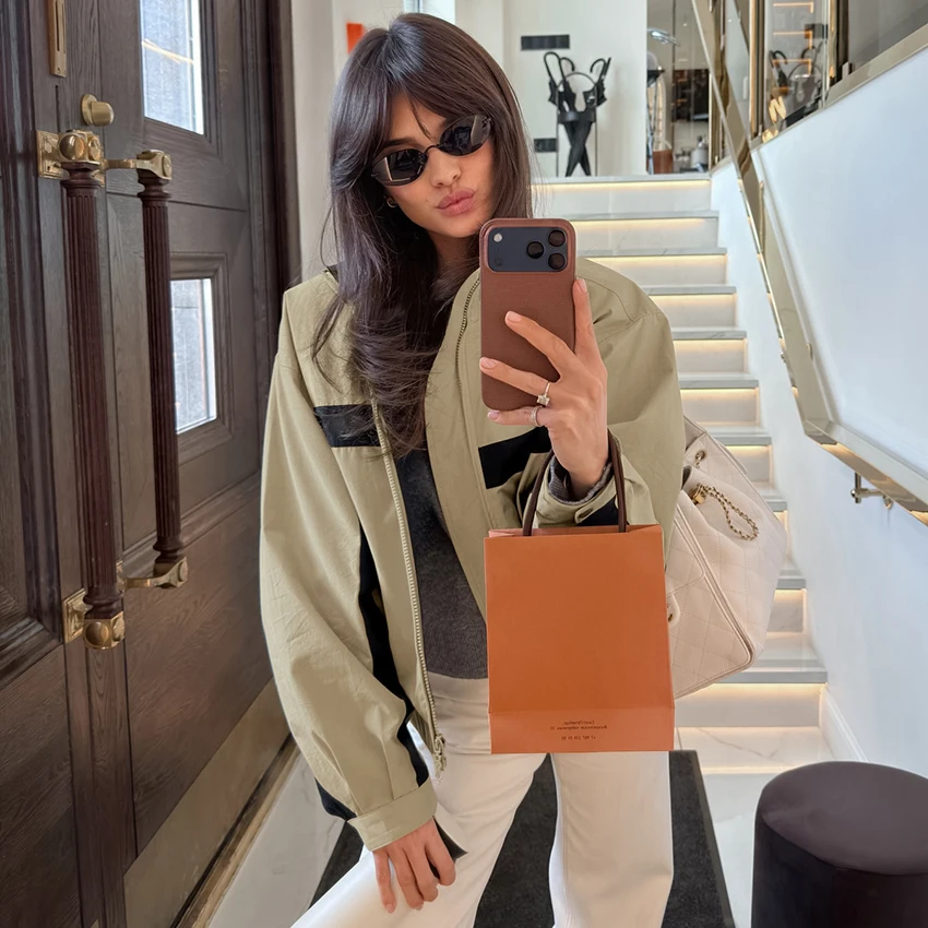 Linad Street Chic Khaki Stand Collar Zipper Jackets 2026 Casual Long Sleeve Outerwear Female Fashion Loose Coats For Woman New 137 Sba02992d2c5d430c815599ab6728b1cay