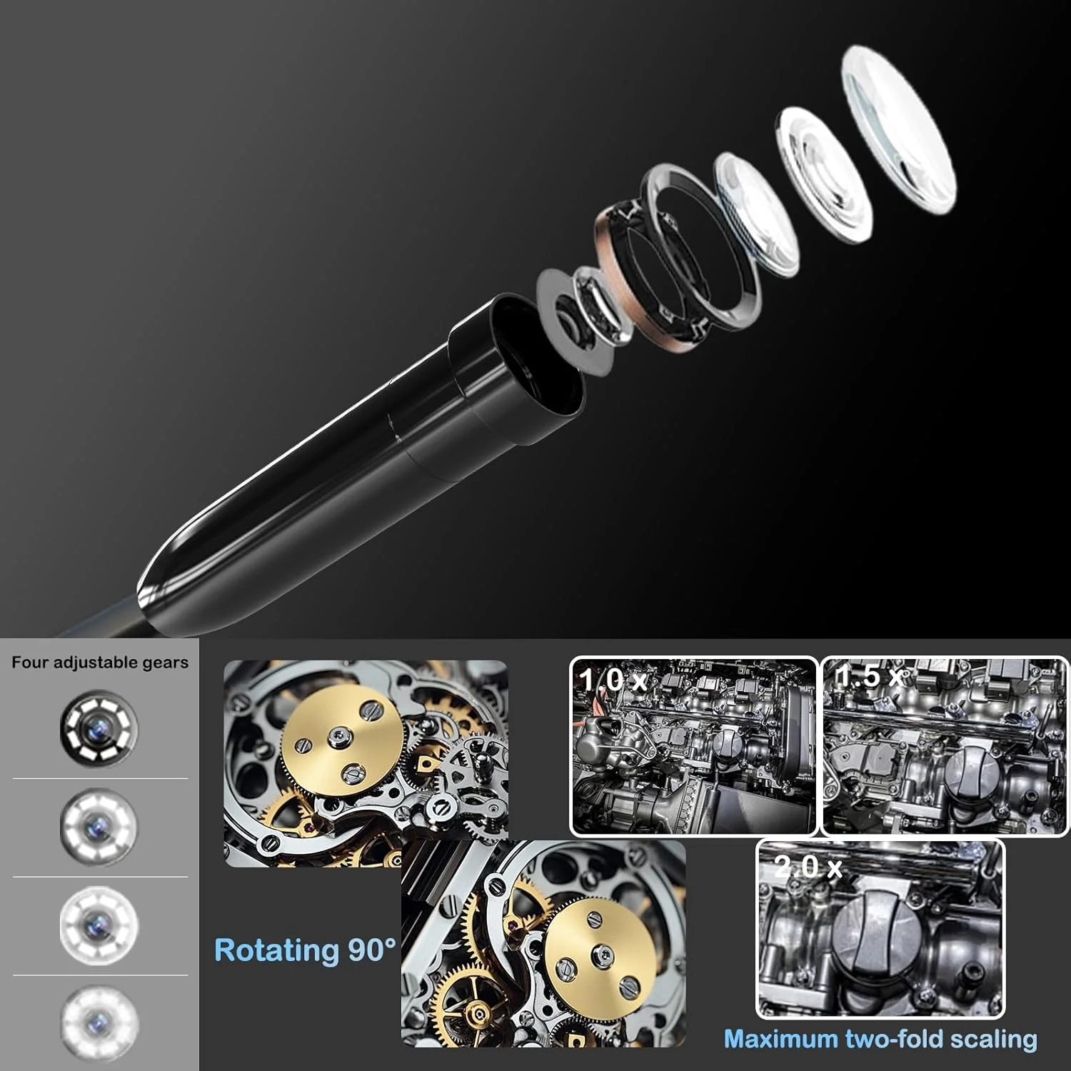 1080P Automotive Boroscope Endoscopic Car Drain Piping Channel Inspection Endoscope Camera Industrial Accessories For Cars 8mm