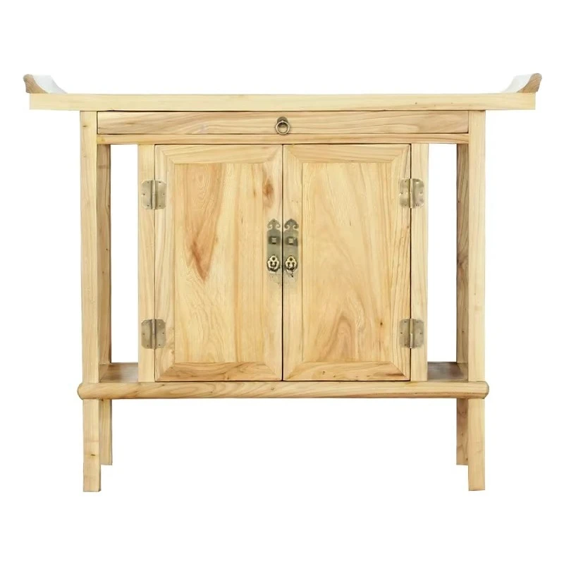 Yjq1 Old Elm Buddha Niche Solid Wood Altar with Door for New Chinese Buddha Worship Stand Modern Guanyin Cabinet