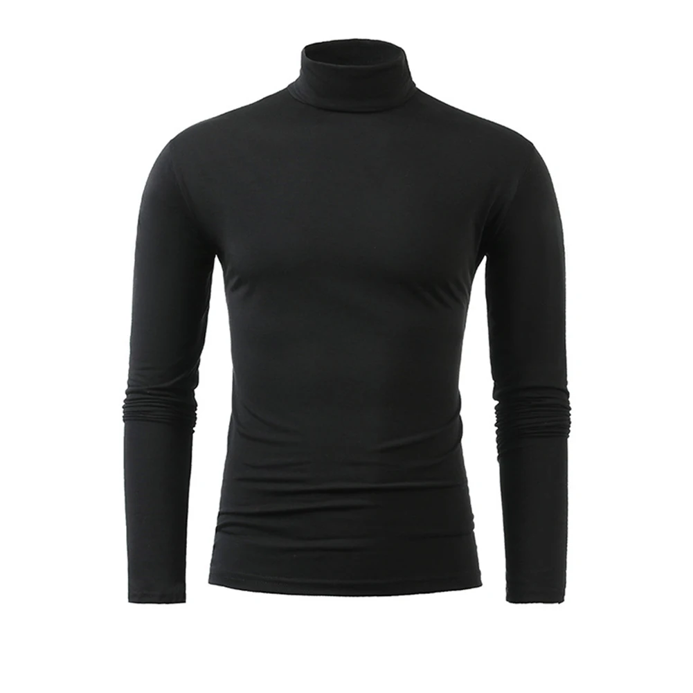 

Men Roll Turtle Neck T Shirt Winter Slim Long Sleeve Thermal Tops Solid Soft Elasticity Shirt Casual Warm Bottom Wear