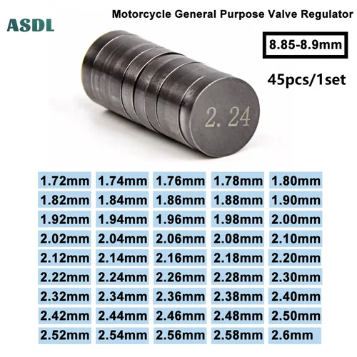 Piezas de motor de motocicleta, cuñas de almohadilla de válvula ajustables, diámetro 8,85-8,9mm de espesor 1,72mm-2,6mm, Kit de cuña de válvula para KT/M 250 450