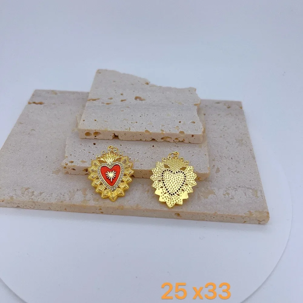Gothic 3Pcs Jewelry Accessorie for Diy Bracelet Necklace Earrings Jewelry Making Red Heart Pendant Angel Wings Palm Love Parts