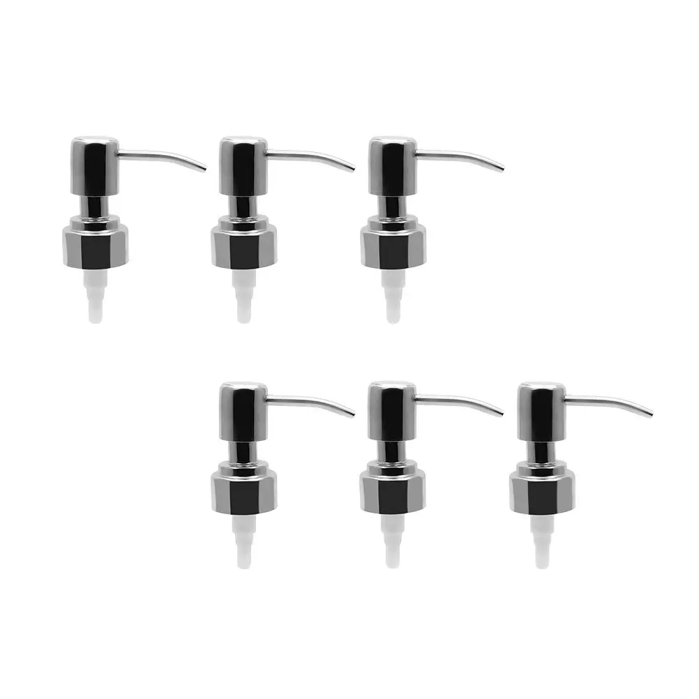 6 個のプレス式ボトルポンプヘッドステンレス鋼ソープディスペンサーポンプ耐久性のある安全なハンドソープ洗剤用