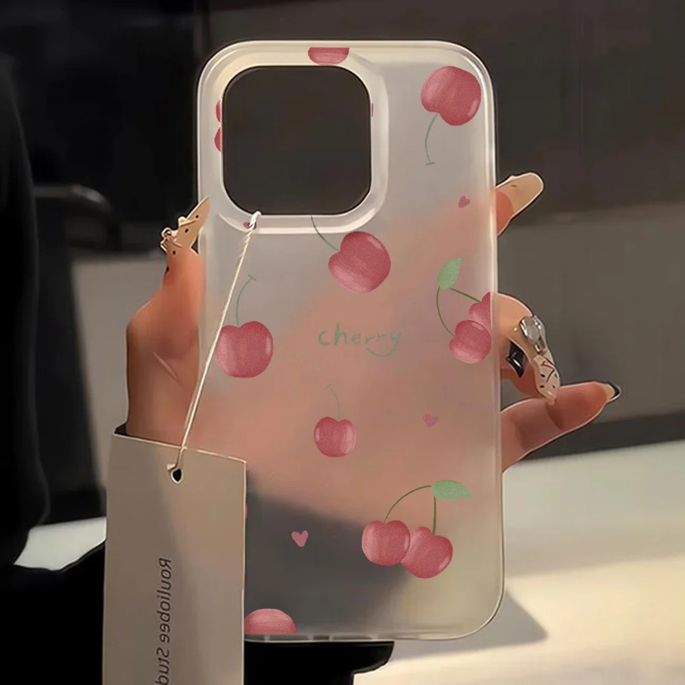 Cute Cherry Phone Case For Samsung S26 S23 S24 S25 Ultra A16 A56 A57 5g A37 A17 A07 A26 A55 A54 A36 A35 A06 Transparent Cover