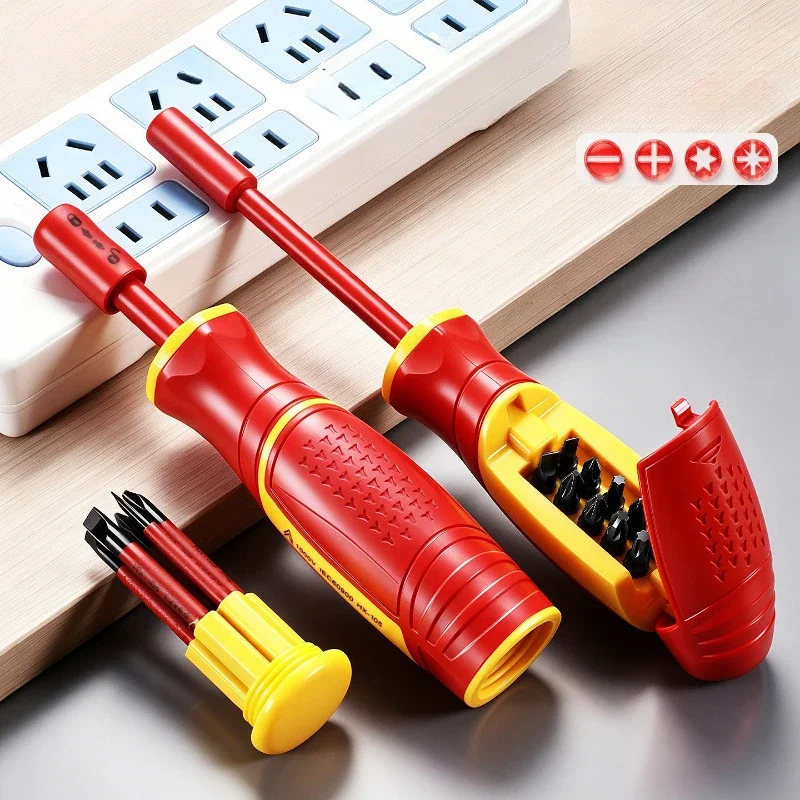 Insulated Screwdriver Set Magnetic Phillips Slotted Bits Interchangeable Electrician Hand Tool Kit 1000V Safe 11 Pcs/7 Pcs