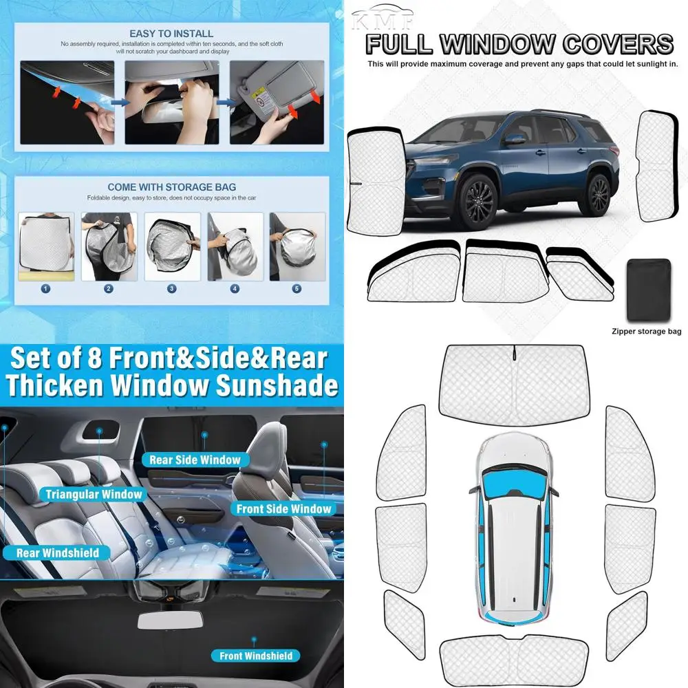 

8-Piece Enhanced Sun Protection Set for 2018-2023 Chevy Traverse, Chevrolet Car Window Tint Covers, UV Protection and Privacy fo
