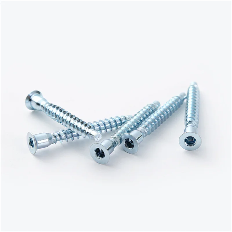 50PCS screw Self-tapping flat head drive hexagon straight trim wood screw Cabinet connection confirmation screw