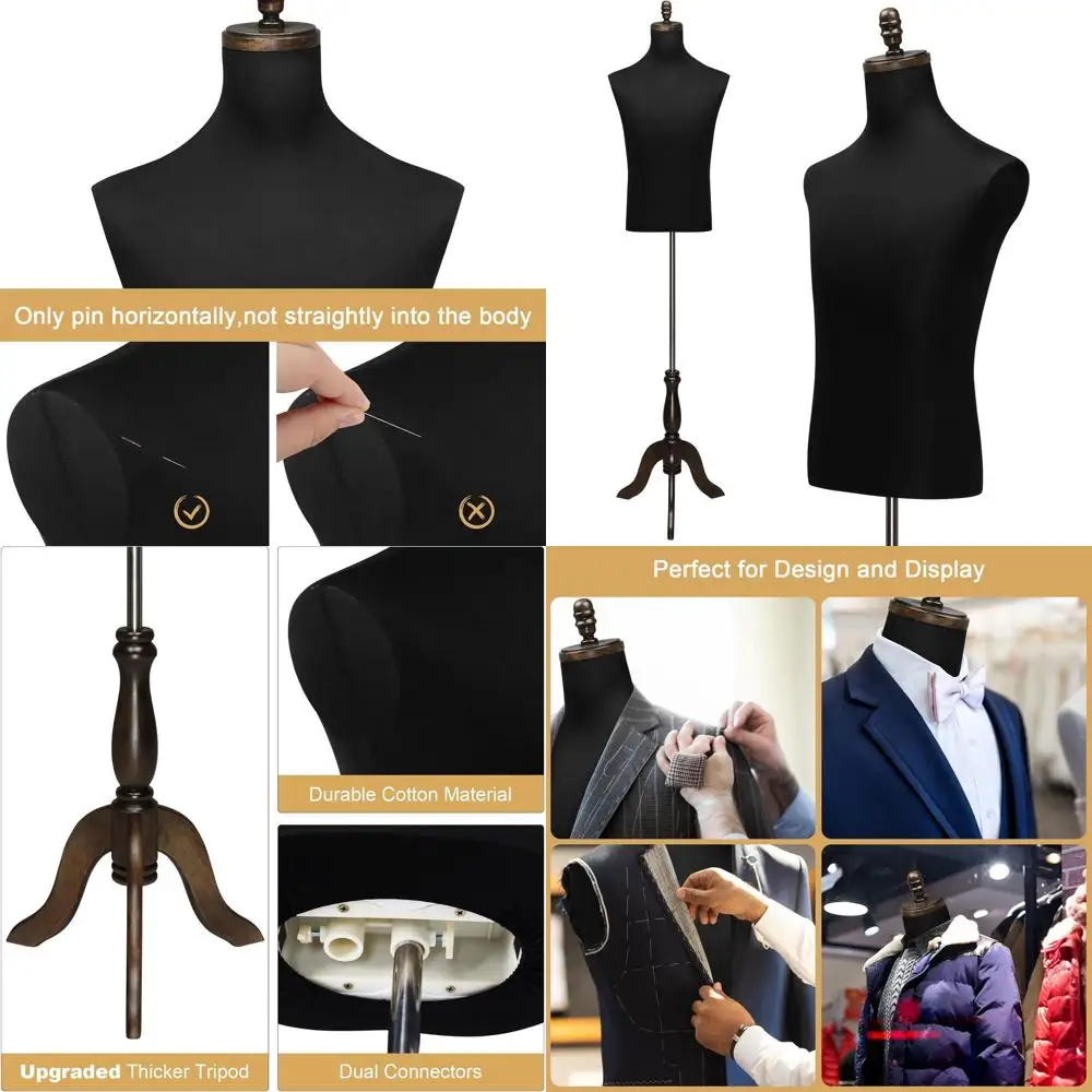 

Adjustable Wooden Tripod Male Mannequin for Display, Sewing, and Silk Showcasing