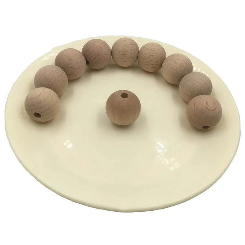 ABCPICK 100PC DIY Craft Bracelet Jewelry Making Handmade Accessories10-20mm Ecofriendly Unfinished Beech Round Beads