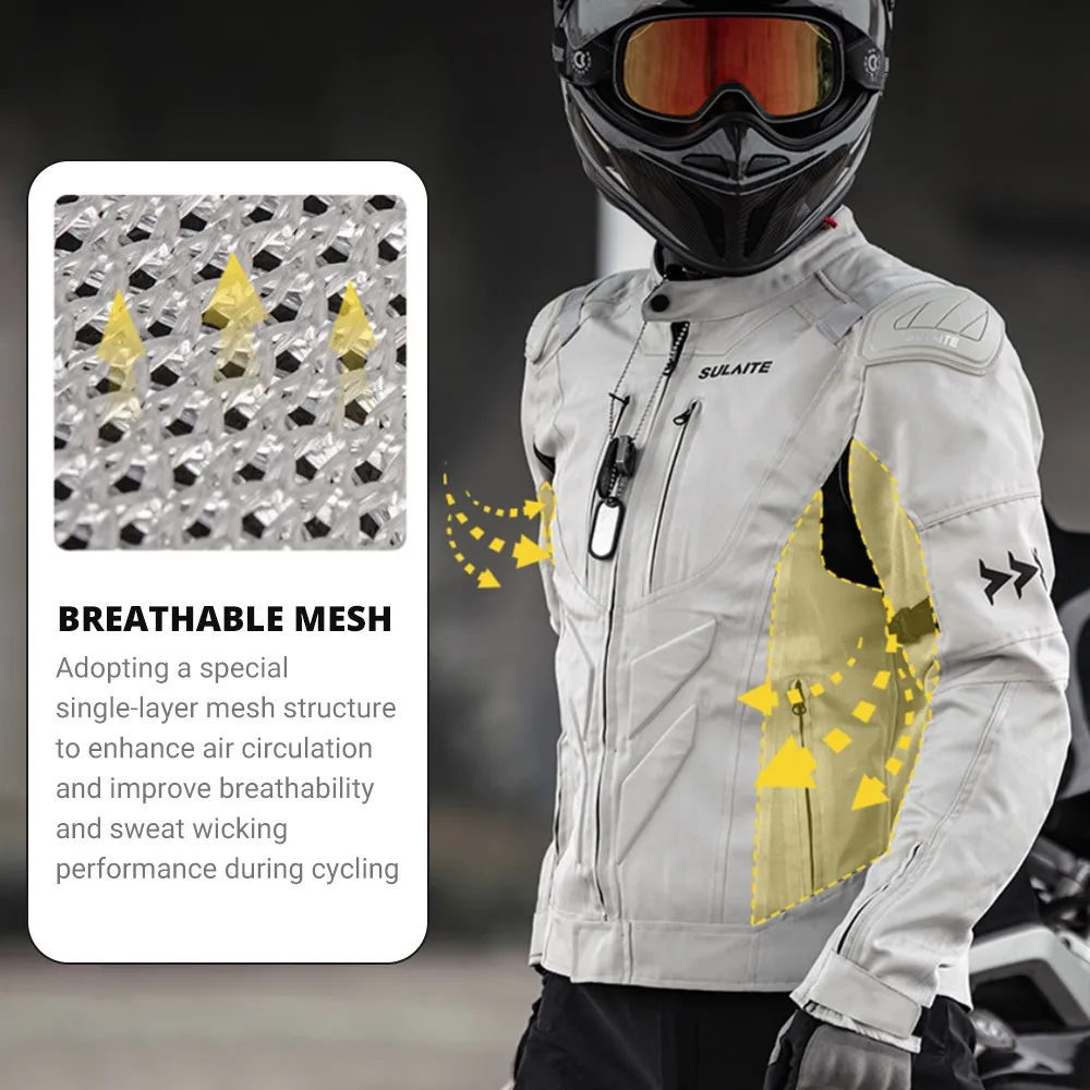 Veste de moto respirante, vêtements de course sur route, équipement de protection CE intégré, été