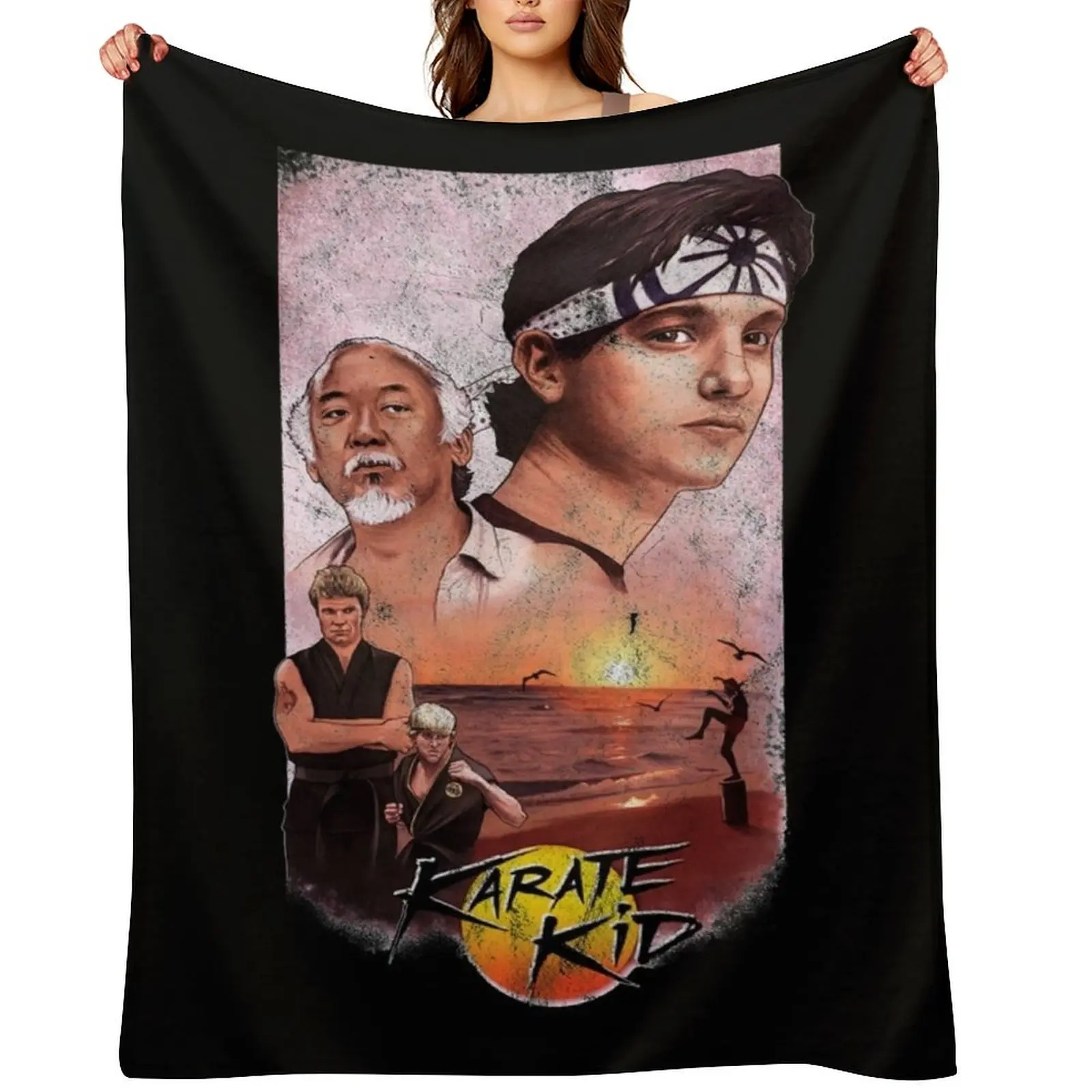 Karate kid design Throw Blanket decorative funny gift valentine gift ideas Thermals For Travel Blankets