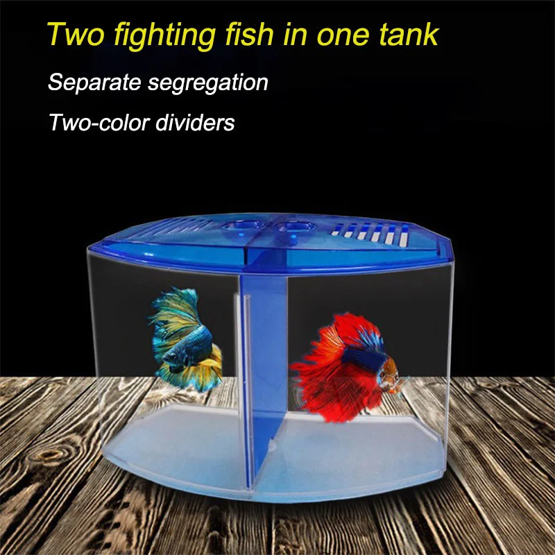 Caja de aislamiento de plástico de doble compartimento para acuario, caja de cría de peces de lucha, grande, Eco Rumble, Mini acuario