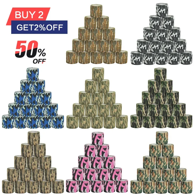 6/10/15PCS 4.8m Military Tape Outdoor Hunting Camouflage Invisible Tape Durable Elastic Bandage