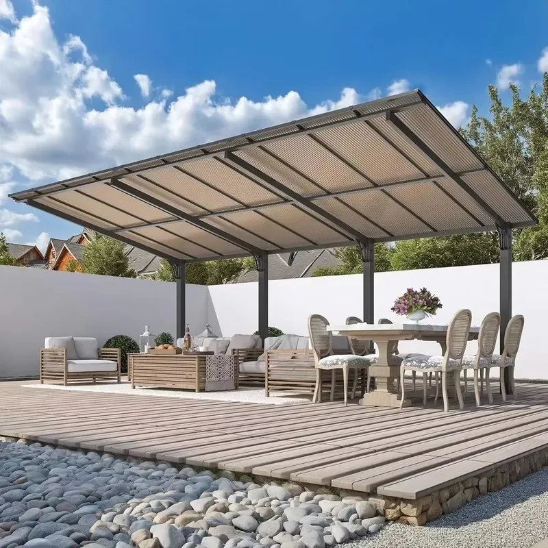 Custom Electric Aluminum Pergola Carport with Waterproof Polycarbonate Roof for Outdoor Garden Courtyard Villa Parking Lot