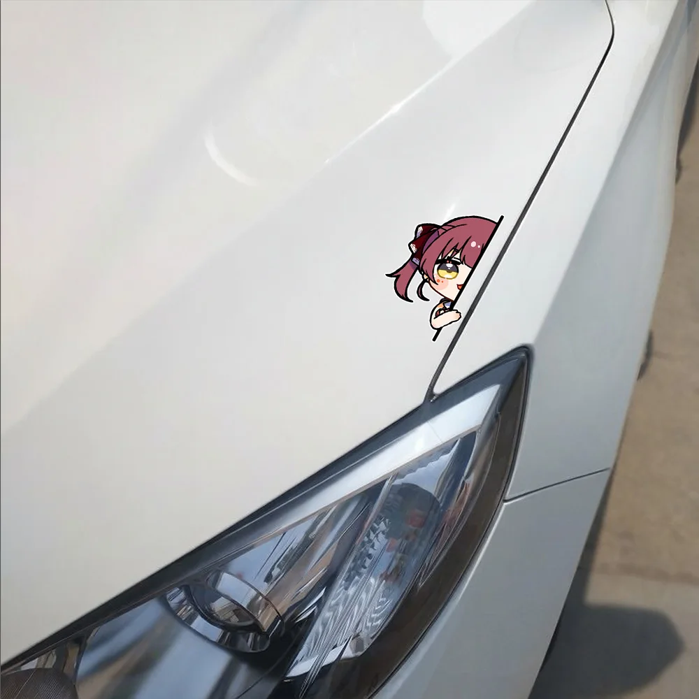 Hololive Houshou Marine Cartoon Girls Peeking Sticker Can Be Affixed To Car,Motorcyc,Laptop,Suitcase,Guitar,Computer Case,Fridge