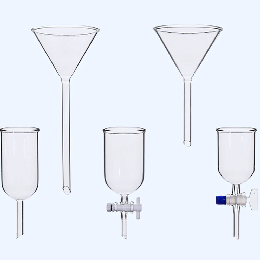 40 50 60 75 90 100 120 150mm Short / Long Tube Boro. Glass Triangular Funnel Labrotary Glassware Chemical Experiment