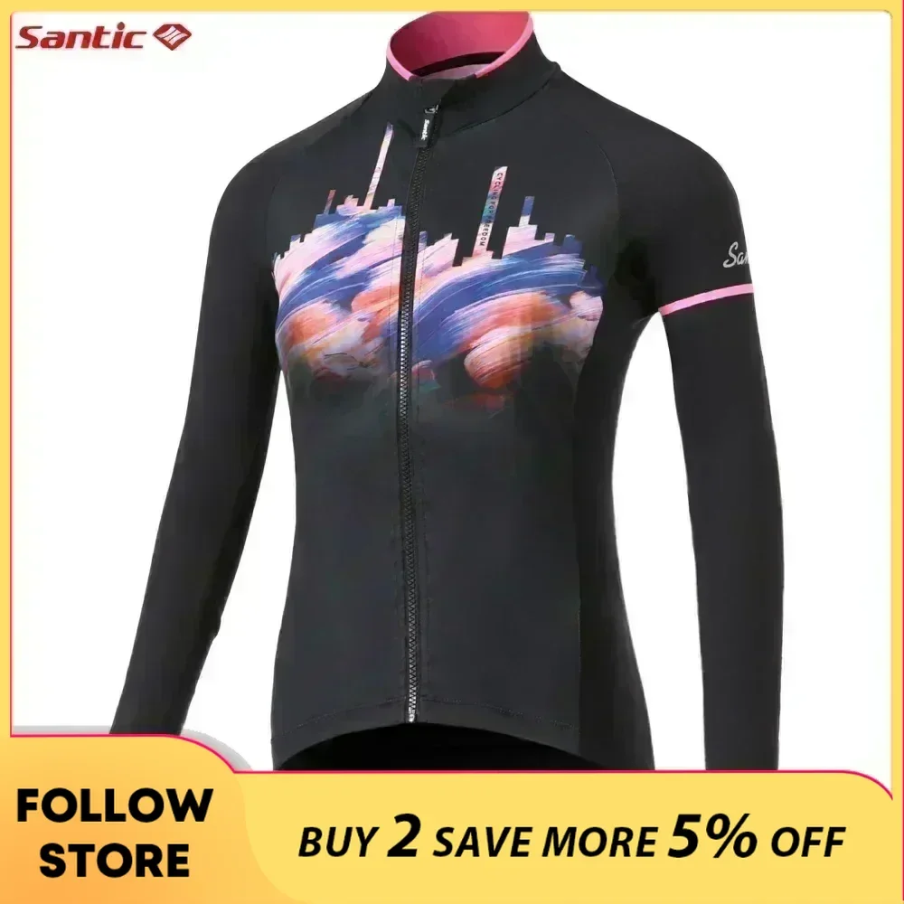 

Santic Cycling Jacket Women's Spring Autumn Windproof Outdoor Bicycle Clothing Professional Long Sleeve MTB Road Cycling Jerseys