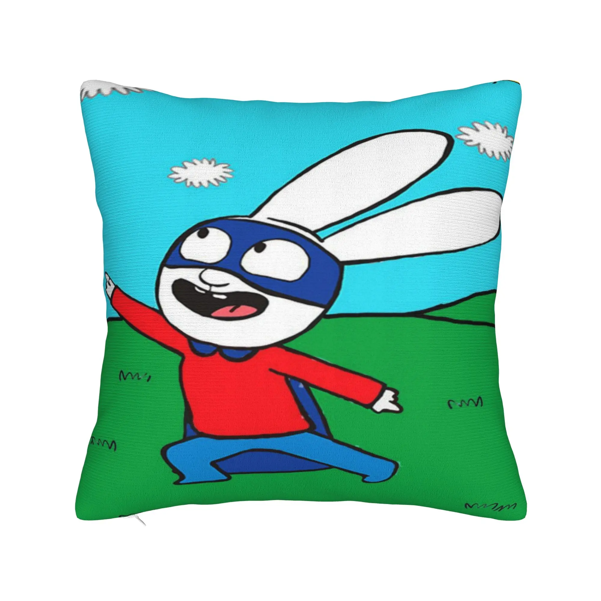 S-Simon Super Rabbit Pillow Case  Cute Funny Pillow Cover Print Pillowcases For Wedding Party Home Decor
