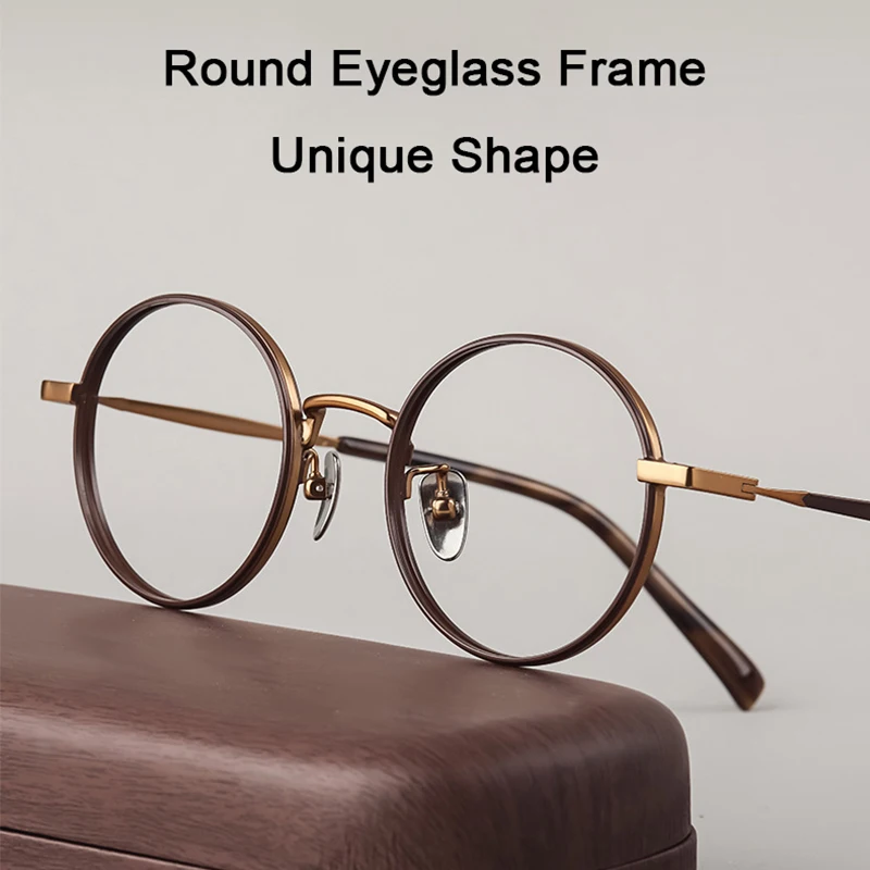 hd-ブランドデザイナー超軽量純チタンメガネフレームラウンド小顔男性女性眼鏡韓国眼鏡ヴィンテージ眼鏡