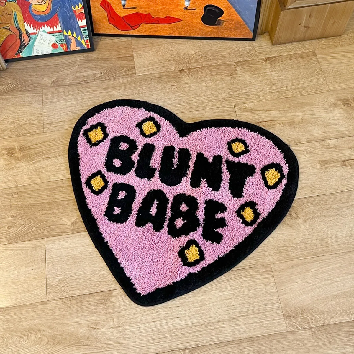 Pink Blunt Babe Tufting Rug Korean Style Baby Kids Bedroom Home Living Room Carpet Nursery Warm Decor Dots Floor Baby Play Mat