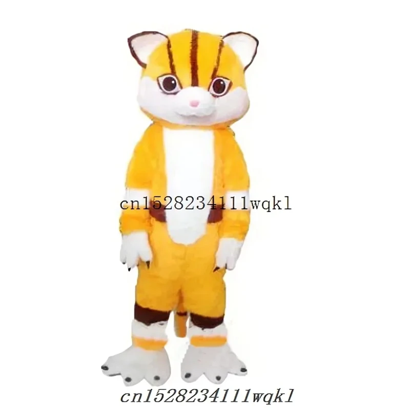 

Yellow Cat Mascot Costumes Sports promotion Cartoon Character Performance Cosplay Costumes Birthday Party Christmas Maskote Carn
