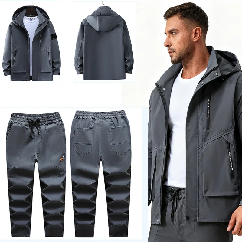 

2025 Windproof Work Suit for Men, Water Repellent Elastic Jacket Pants Set, Outdoor Wear-Resistant Casual Wear