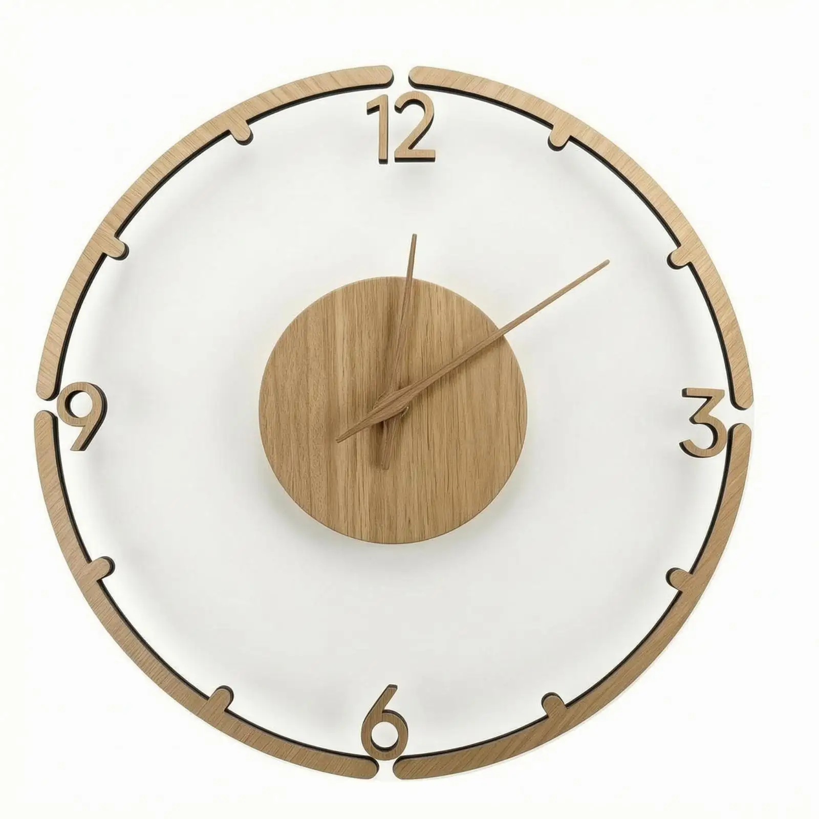 Walnut Design Wall Wall Clock Decorative Timepiece Easy to Hang