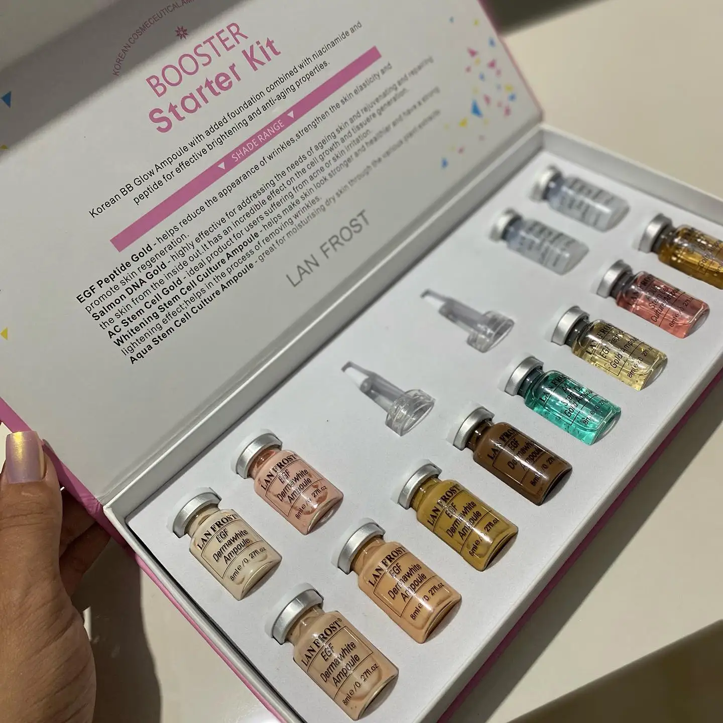 Kit de Inicio para Principiantes de Crema BB LAN FROST de 12 Piezas, 8 ml, Base de Maquillaje con Niacinamida, Crema CC Blanqueadora e Iluminadora para la Piel Facial