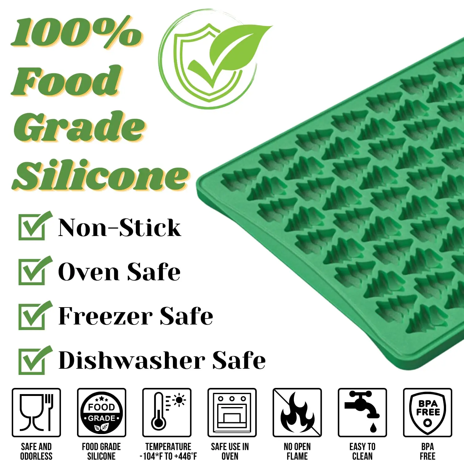 FAIS DU Mini Christmas Tree Moulds - 100 Cavity Silicone Mould for Gummy, Cookies, Pudding, Jelly & Dog Biscuit view 2