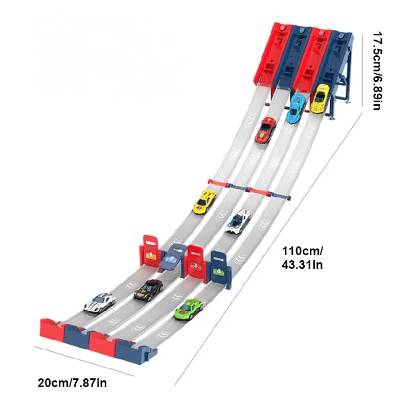 110 ซม.เด็กติดตามรถแข่งชุดรถมินิของเล่น DIY ประกอบชุดติดตาม Catapult Rail รถกลยุทธ์ Interactive เกมเด็กของขวัญ