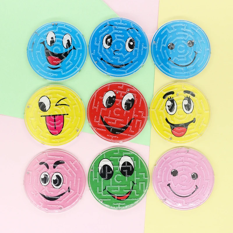 Round Smiling Face Beads Maze Intellectual Toy Steel Ball Track Educativo Toy Prizes Birthday Party Kids Baby Pinata Filler Gift