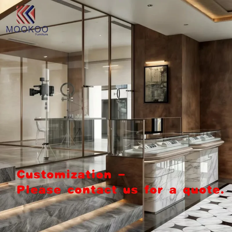 custom.MOOKOO High End Jewelry Display Cabinet with LED Lighting Heavy Duty Construction Jewelry Retail Stores