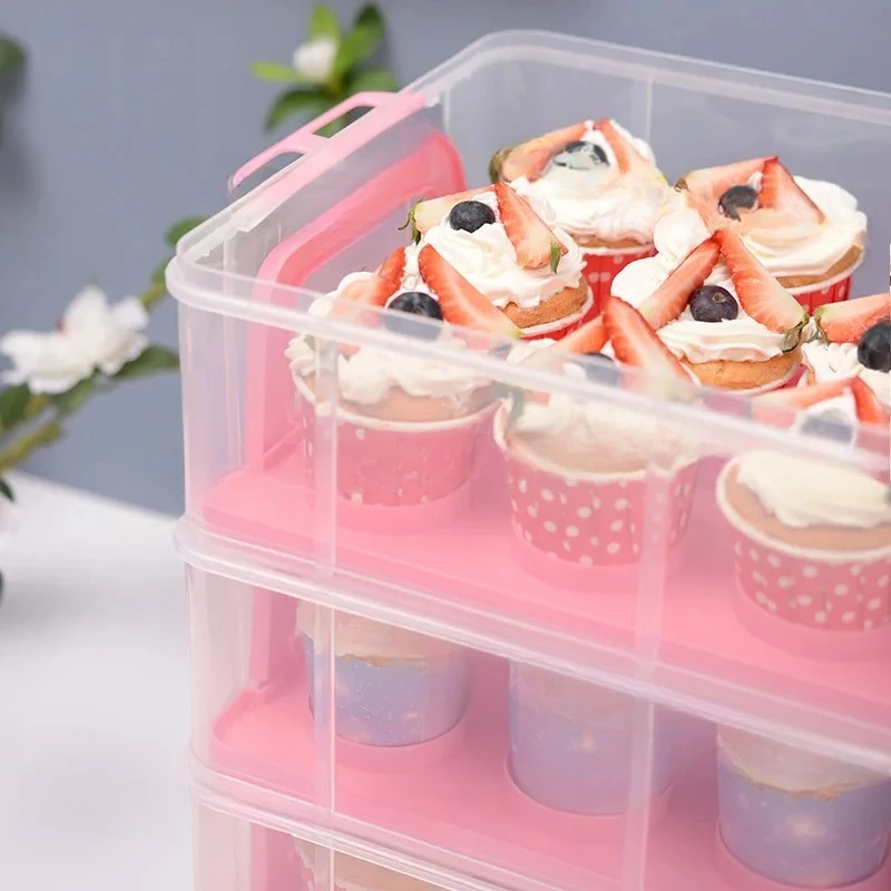 Cupcake packing box Portable snack dessert counter Household transparent plastic storage packaging box